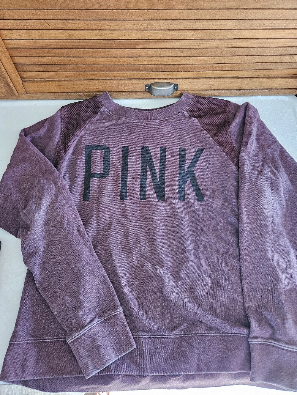 2013 Victoria’s Secret PINK Maroon Mesh Panel Crewneck Pullover